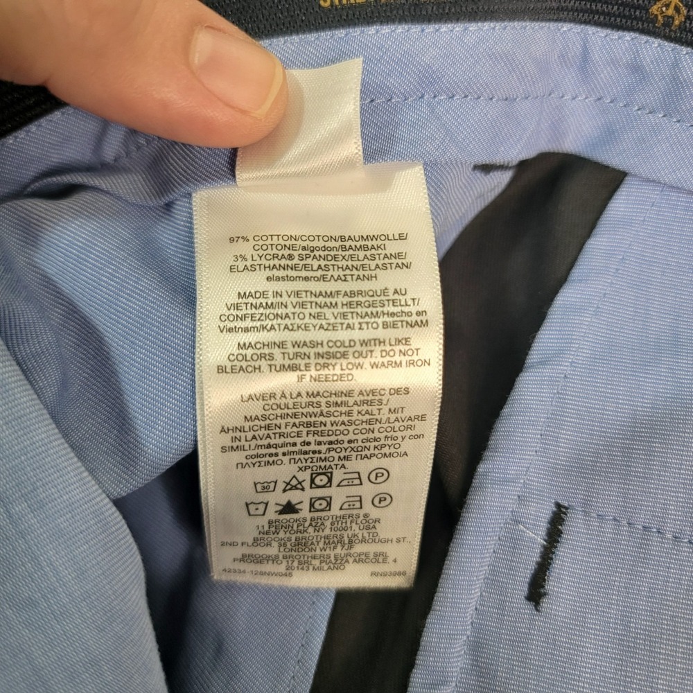 New Brooks Brothers Advantage Chino Stretch Pants Mens 38x30 Black Clark Fit - Picture 10 of 12